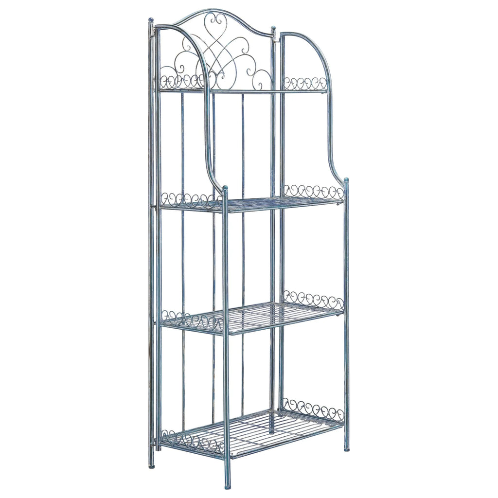 SAFAVIEH Bryn Étagère de boulanger d'extérieur victorienne en fer forgé à 4 niveaux - 63,5 cm l x 38,1 cm P x 160 cm H - 25L x 15P x 63H