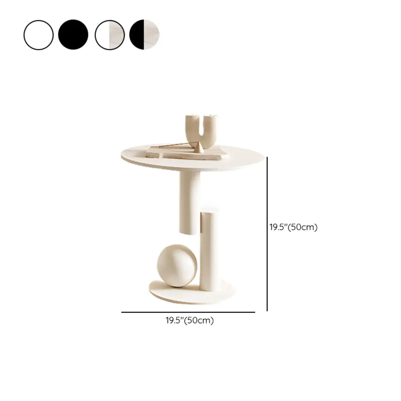 Table basse moderne avec plateau en pierre blanche anti-rayures