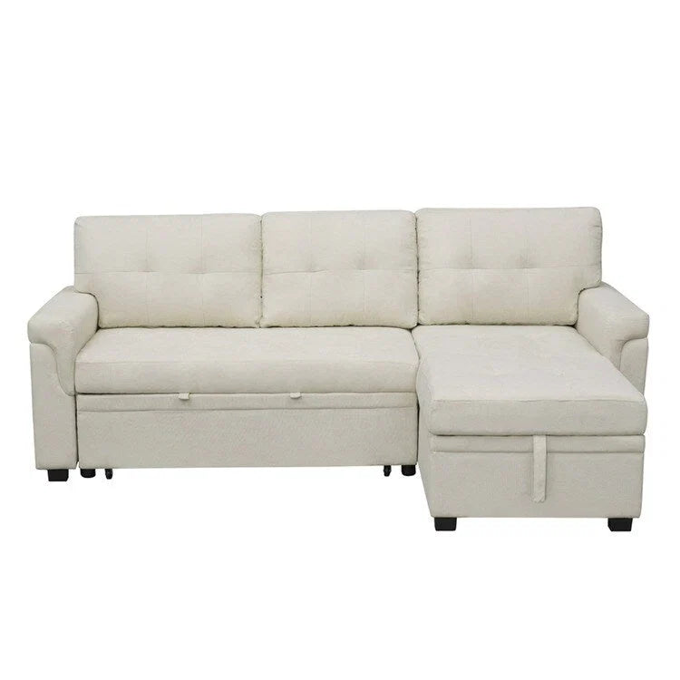 Canapé d'angle réversible convertible avec lit gigogne, méridienne de rangement et pieds durables