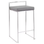 Lot de 2 tabourets de bar empilables contemporains Fuji