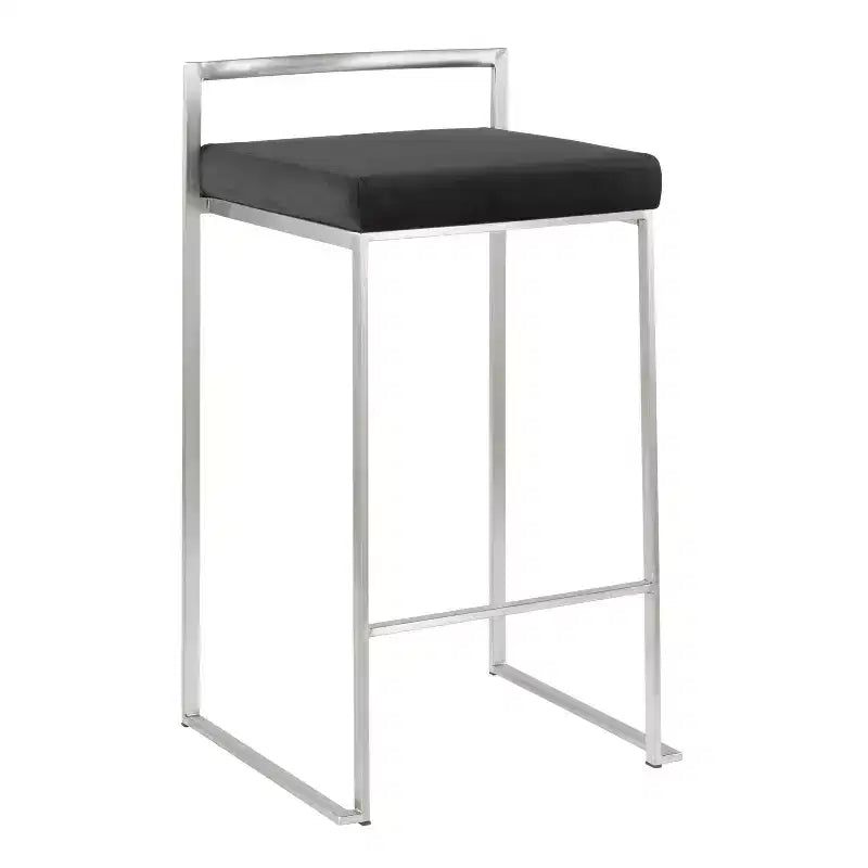 Lot de 2 tabourets de bar empilables contemporains Fuji