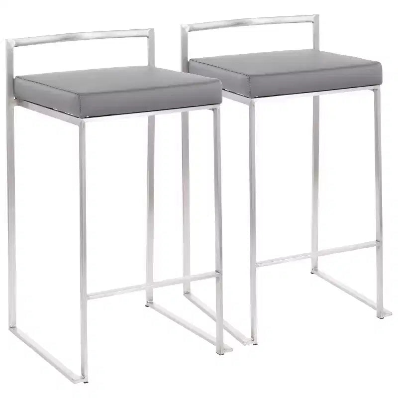 Lot de 2 tabourets de bar empilables contemporains Fuji