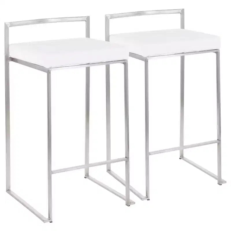 Lot de 2 tabourets de bar empilables contemporains Fuji
