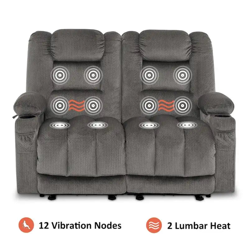 Causeuse inclinable électrique MCombo avec fonction chauffage et massage, en tissu PR648