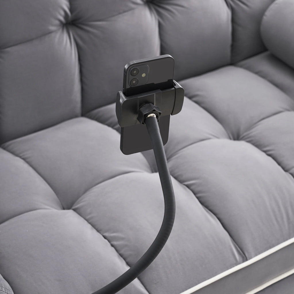 Canapé-lit convertible en velours 55'' 2 places avec lit gigogne, dossier inclinable, poches latérales et support de téléphone