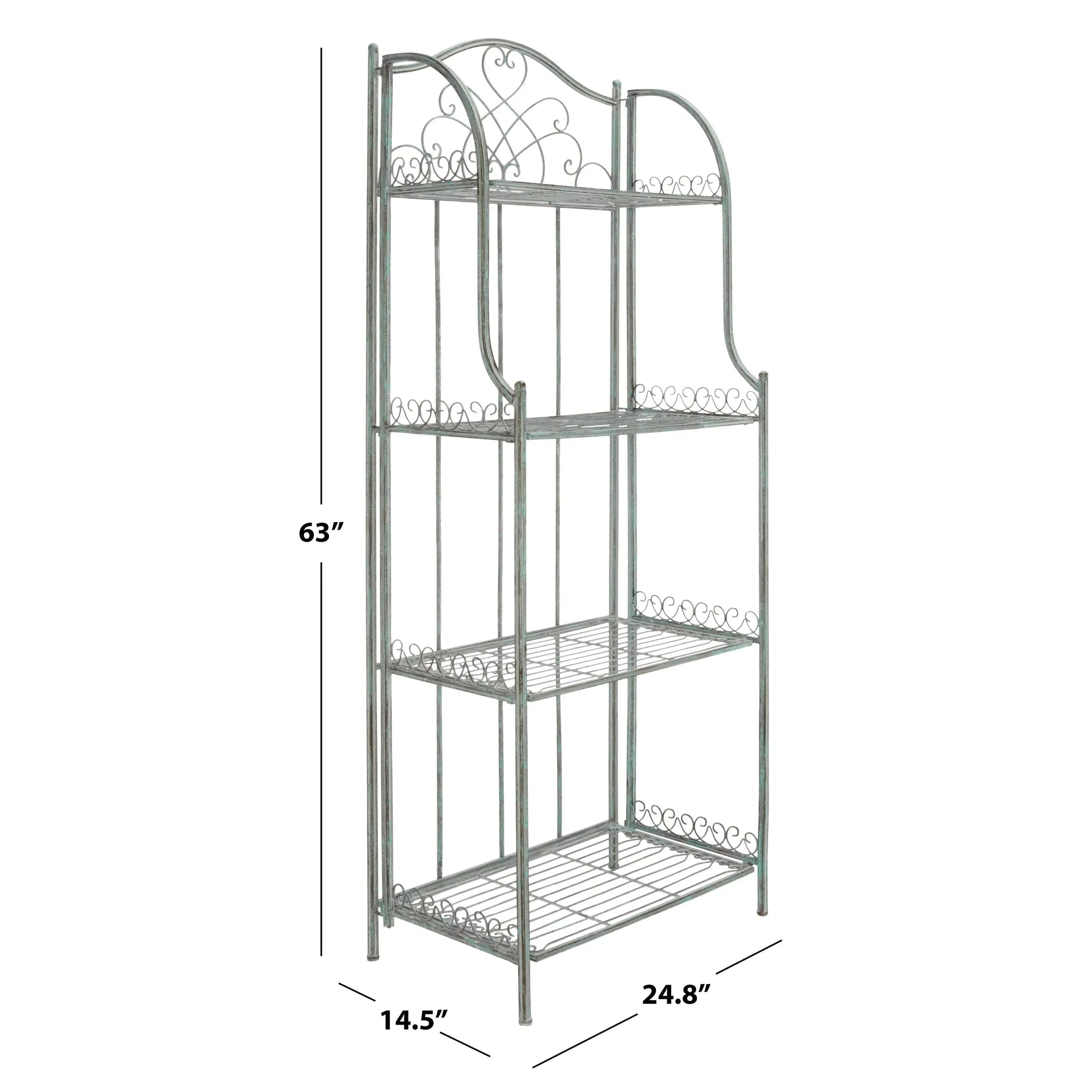 SAFAVIEH Bryn Étagère de boulanger d'extérieur victorienne en fer forgé à 4 niveaux - 63,5 cm l x 38,1 cm P x 160 cm H - 25L x 15P x 63H