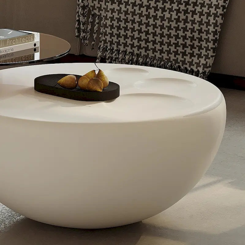 Table basse gigogne 42 moderne ronde blanc crème, 2 pièces pour le salon - 62