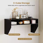 Table d'ordinateur murale flottante, bureau solide, mobilier de bureau à domicile, étagère de rangement