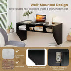 Table d'ordinateur murale flottante, bureau solide, mobilier de bureau à domicile, étagère de rangement