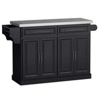 HOMCOM Portable Multi-Storage Rolling Kitchen Island Storage Cart with Stainless Steel Top & Cabinet on Wheels