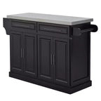 Chariot de rangement de cuisine portable multi-compartiments avec plateau en acier inoxydable et armoire à roulettes