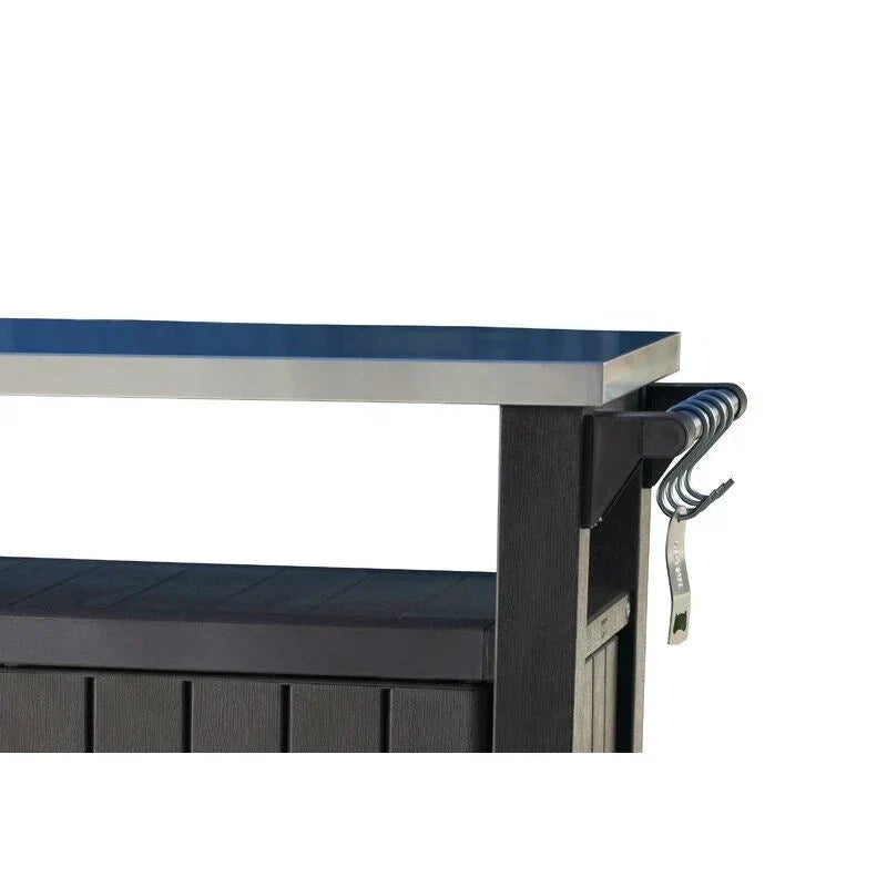 Chariot de service de bar à roulettes pour barbecue extérieur avec rangement marron foncé - 35,4 H x 48,7 L x 20,4 P