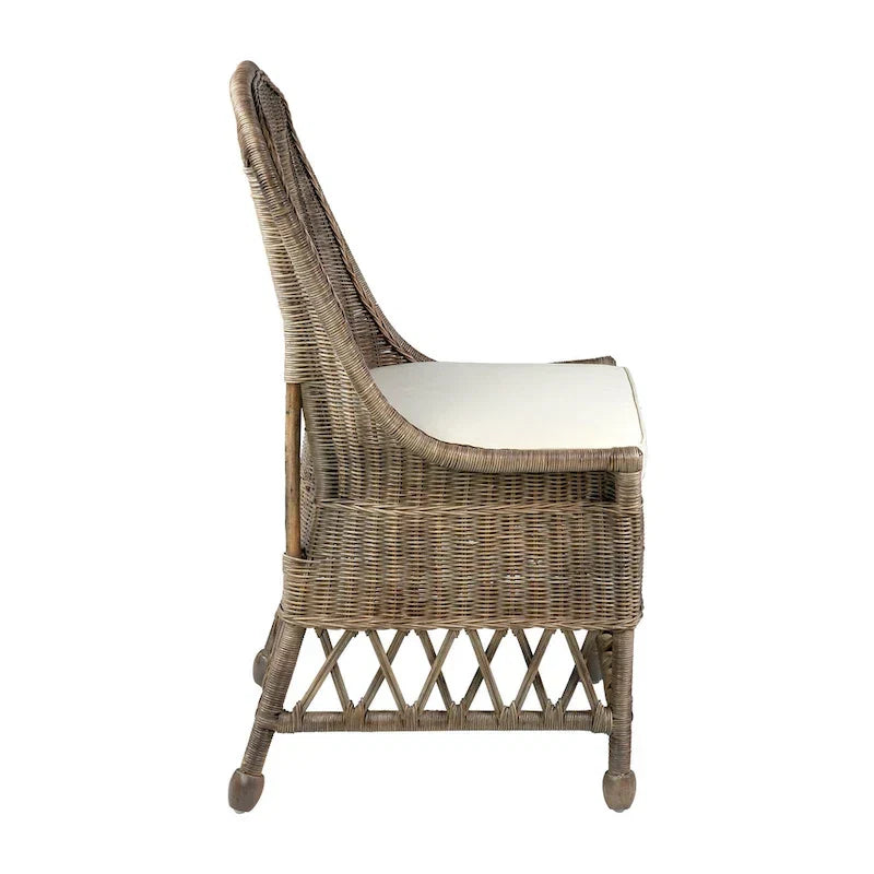 Chaise d'appoint de salle à manger capitonnée en rotin naturel par East at Main