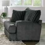 HOMES: Inside + Out Telven Accent Chair Chenille Upholstery Channel Tufted with Pillow
