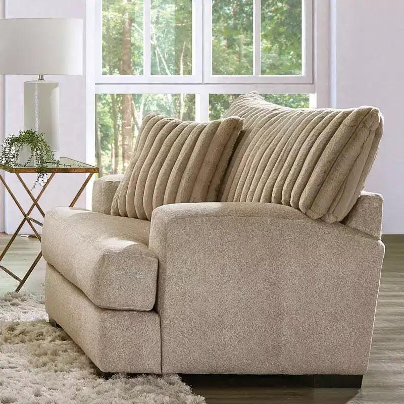HOMES: Inside + Out Fauteuil d'appoint Telven, revêtement chenille, capitonnage cannelé avec oreiller