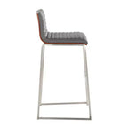 Lot de 2 tabourets de bar 76 cm en acier inoxydable, noyer et cuir PU