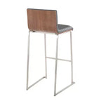 Lot de 2 tabourets de bar 76 cm en acier inoxydable, noyer et cuir PU