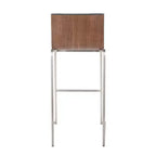 Lot de 2 tabourets de bar 76 cm en acier inoxydable, noyer et cuir PU