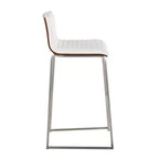 Lot de 2 tabourets de bar 76 cm en acier inoxydable, noyer et cuir PU