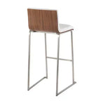 Lot de 2 tabourets de bar 76 cm en acier inoxydable, noyer et cuir PU