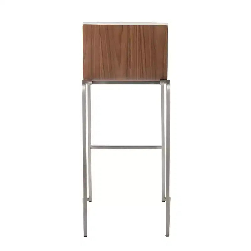Lot de 2 tabourets de bar 76 cm en acier inoxydable, noyer et cuir PU