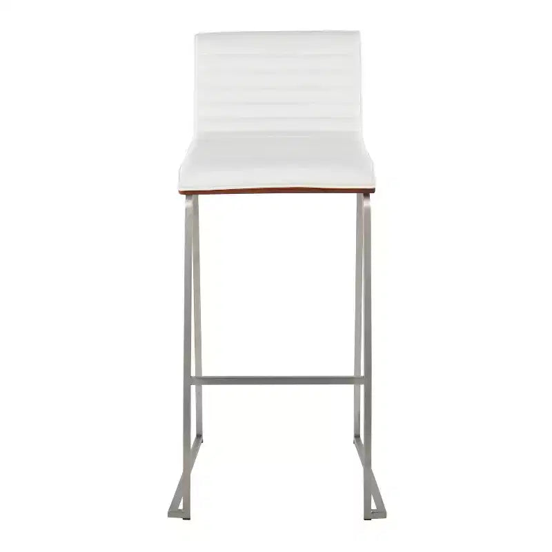 Lot de 2 tabourets de bar 76 cm en acier inoxydable, noyer et cuir PU