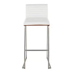 Lot de 2 tabourets de bar 76 cm en acier inoxydable, noyer et cuir PU