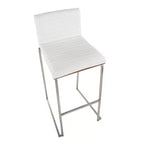 Lot de 2 tabourets de bar 76 cm en acier inoxydable, noyer et cuir PU
