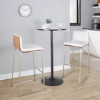 Lot de 2 tabourets de bar 76 cm en acier inoxydable, noyer et cuir PU