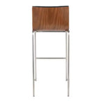 Lot de 2 tabourets de bar 76 cm en acier inoxydable, noyer et cuir PU