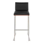 Lot de 2 tabourets de bar 76 cm en acier inoxydable, noyer et cuir PU