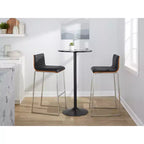 Lot de 2 tabourets de bar 76 cm en acier inoxydable, noyer et cuir PU