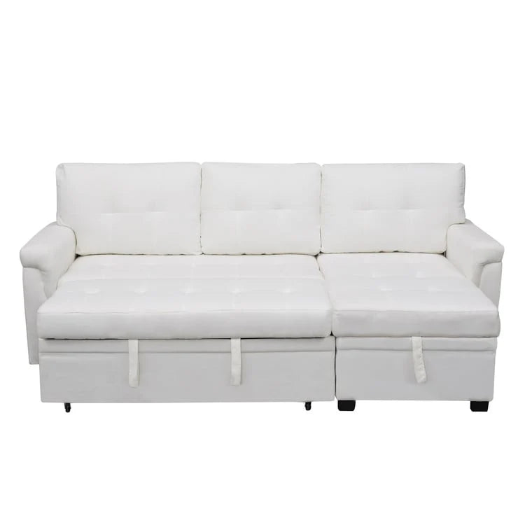 Canapé d'angle réversible avec lit gigogne, méridienne de rangement, pieds durables,