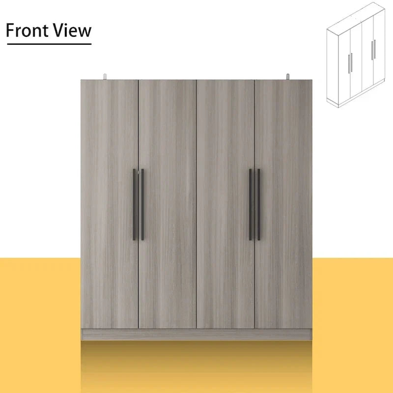 Armoire moderne autoportante en bois massif avec étagères de rangement