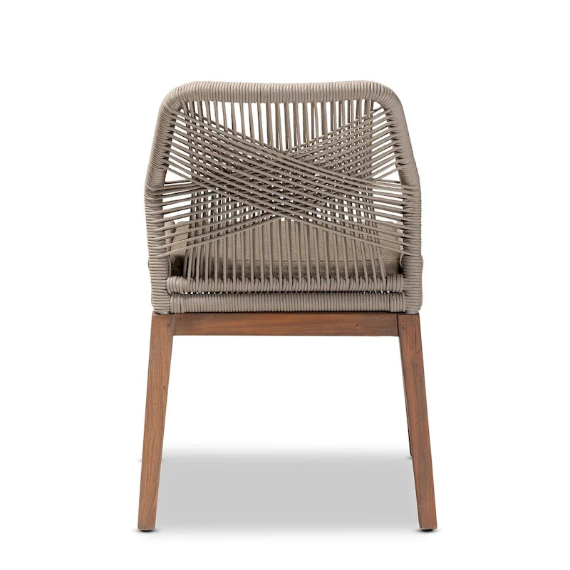 Chaise de salle à manger en acajou tressée en corde de style transitionnel moderne ââ‚?Grise