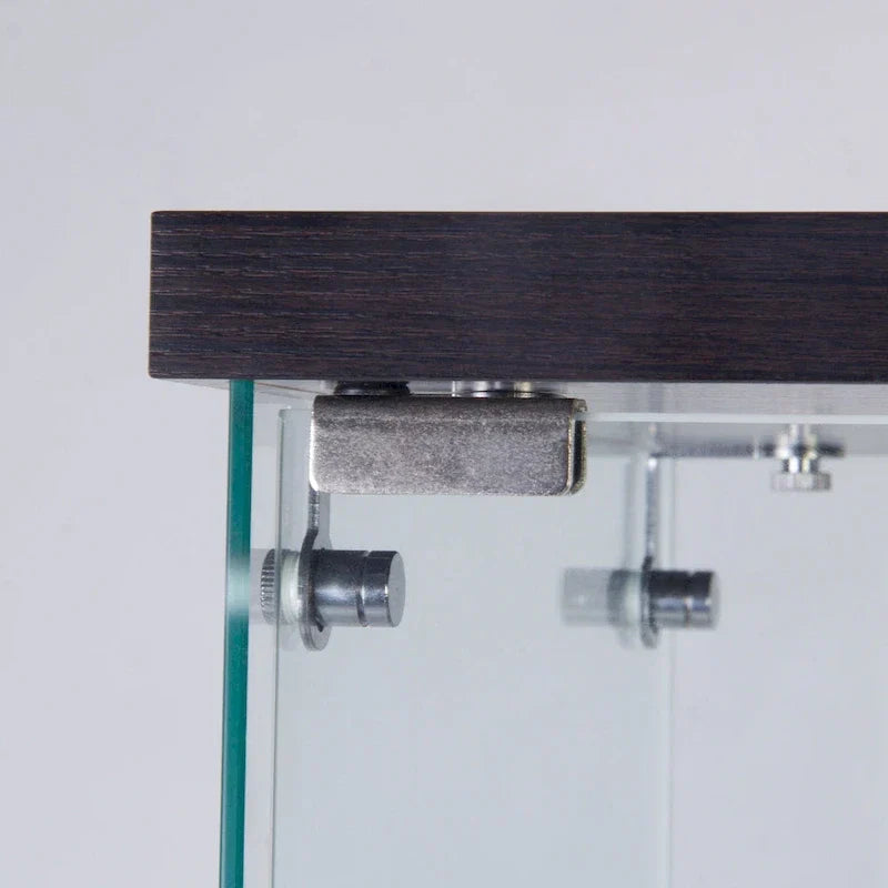 Vitrine en verre éclairée à deux portes avec 4 étagères, noire