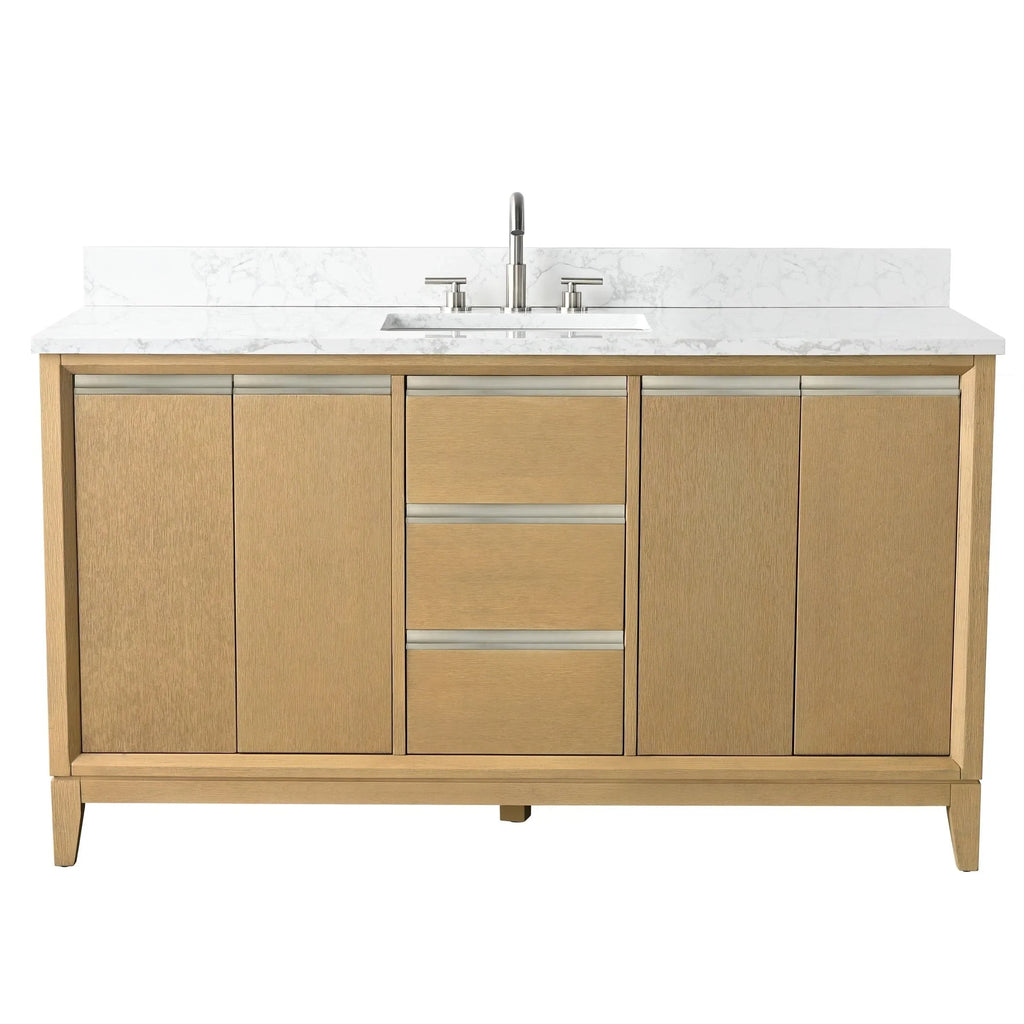 Meuble-lavabo Vanity Art avec évier en céramique et dessus en marbre reconstitué