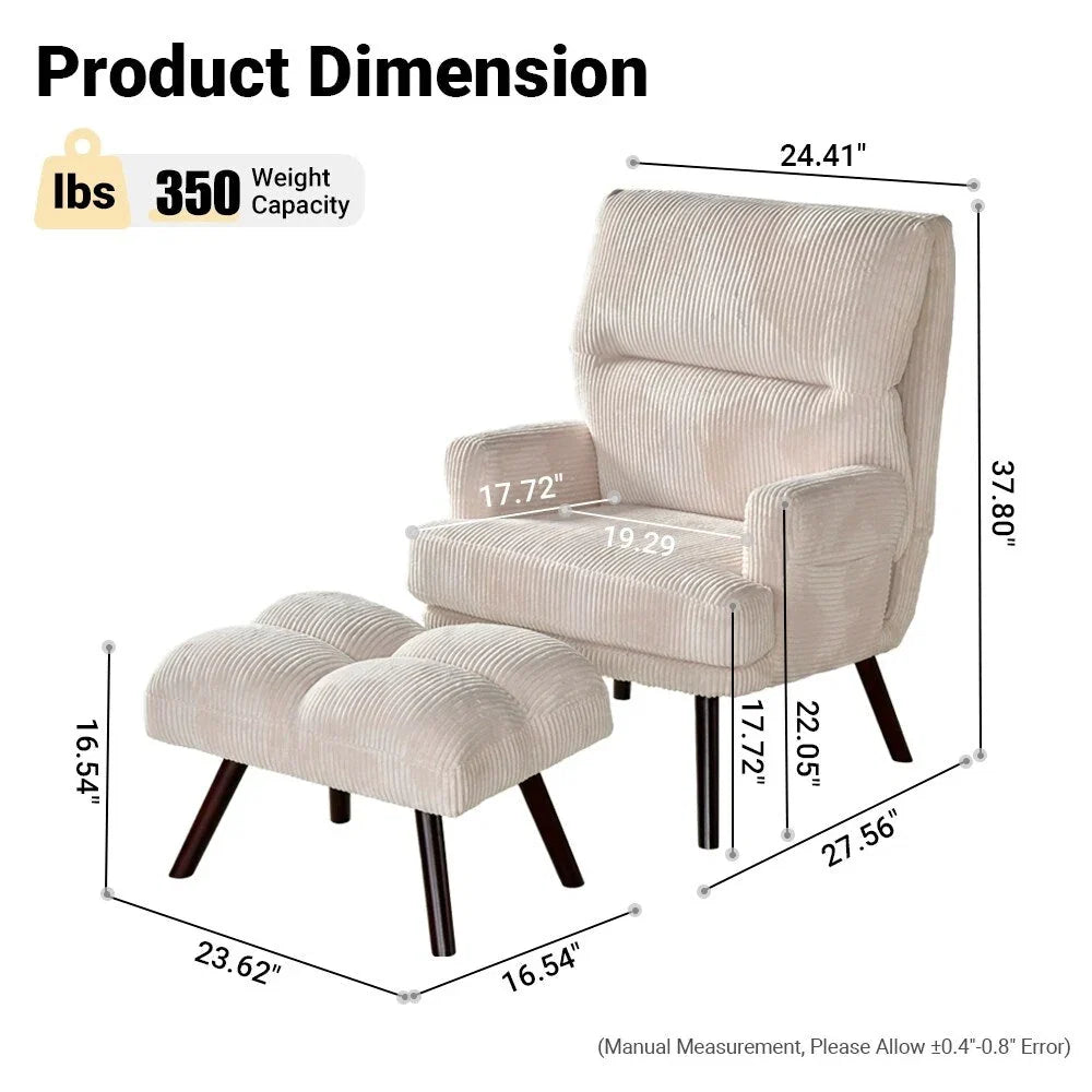 Chaise longue inclinable réglable OVIOS avec ottoman