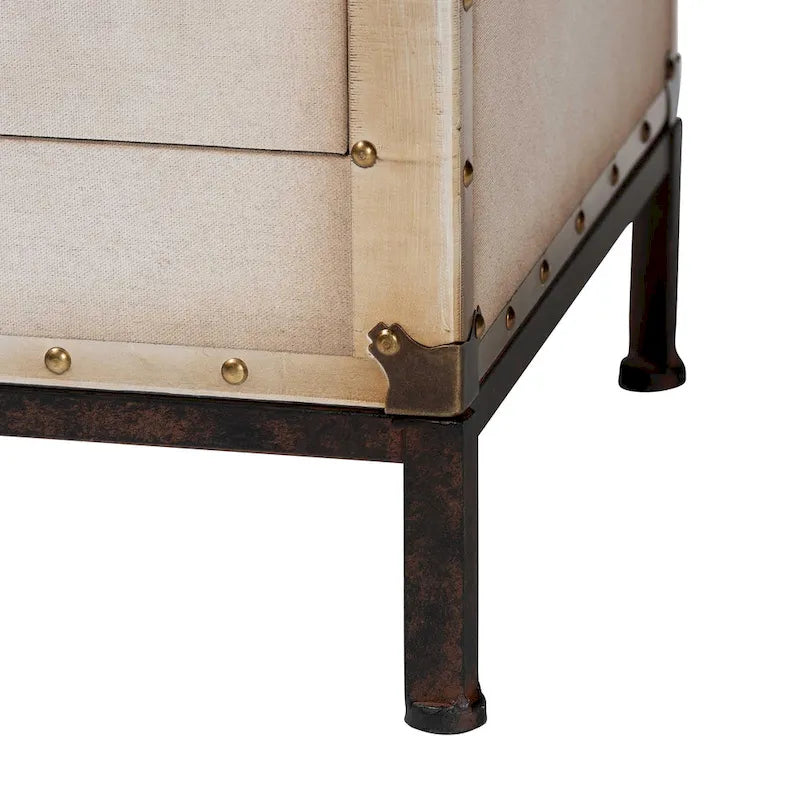 Table d'appoint/Malle de rangement en toile effet vieilli Laura