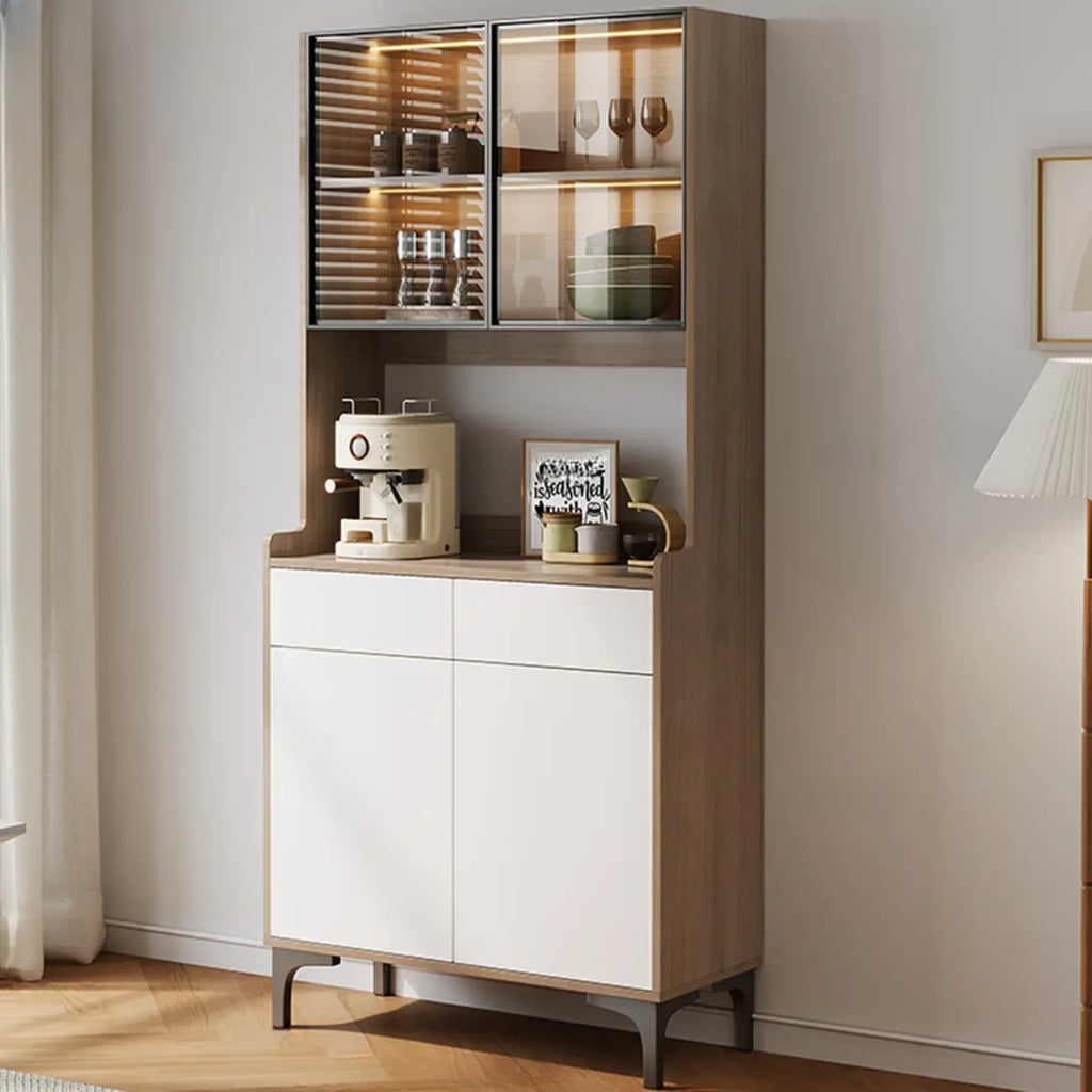 Buffet vaisselier en bois et verre avec partie haute