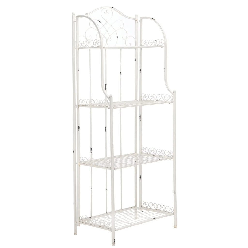 SAFAVIEH Bryn Étagère de boulanger d'extérieur victorienne en fer forgé à 4 niveaux - 63,5 cm l x 38,1 cm P x 160 cm H - 25L x 15P x 63H