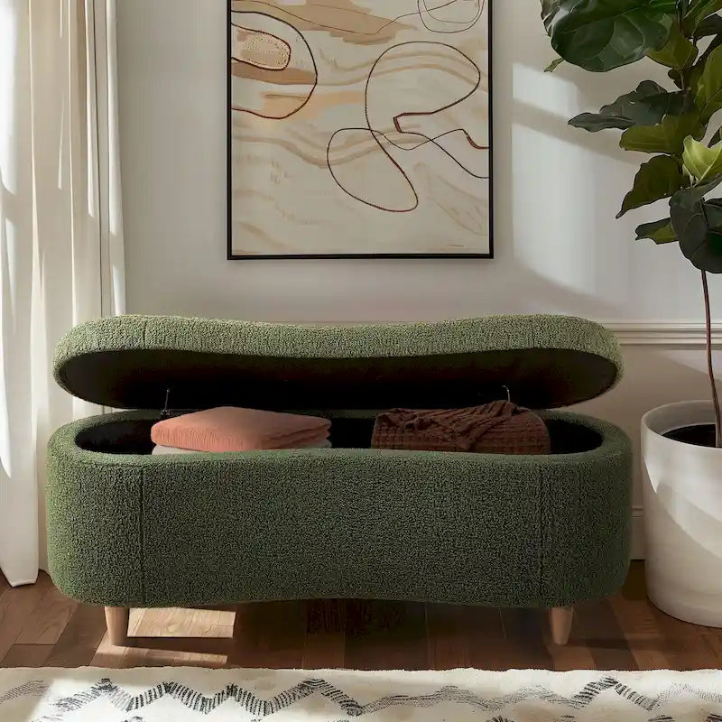 Banc de rangement rabattable INK+IVY Bailey Taupe Boucle