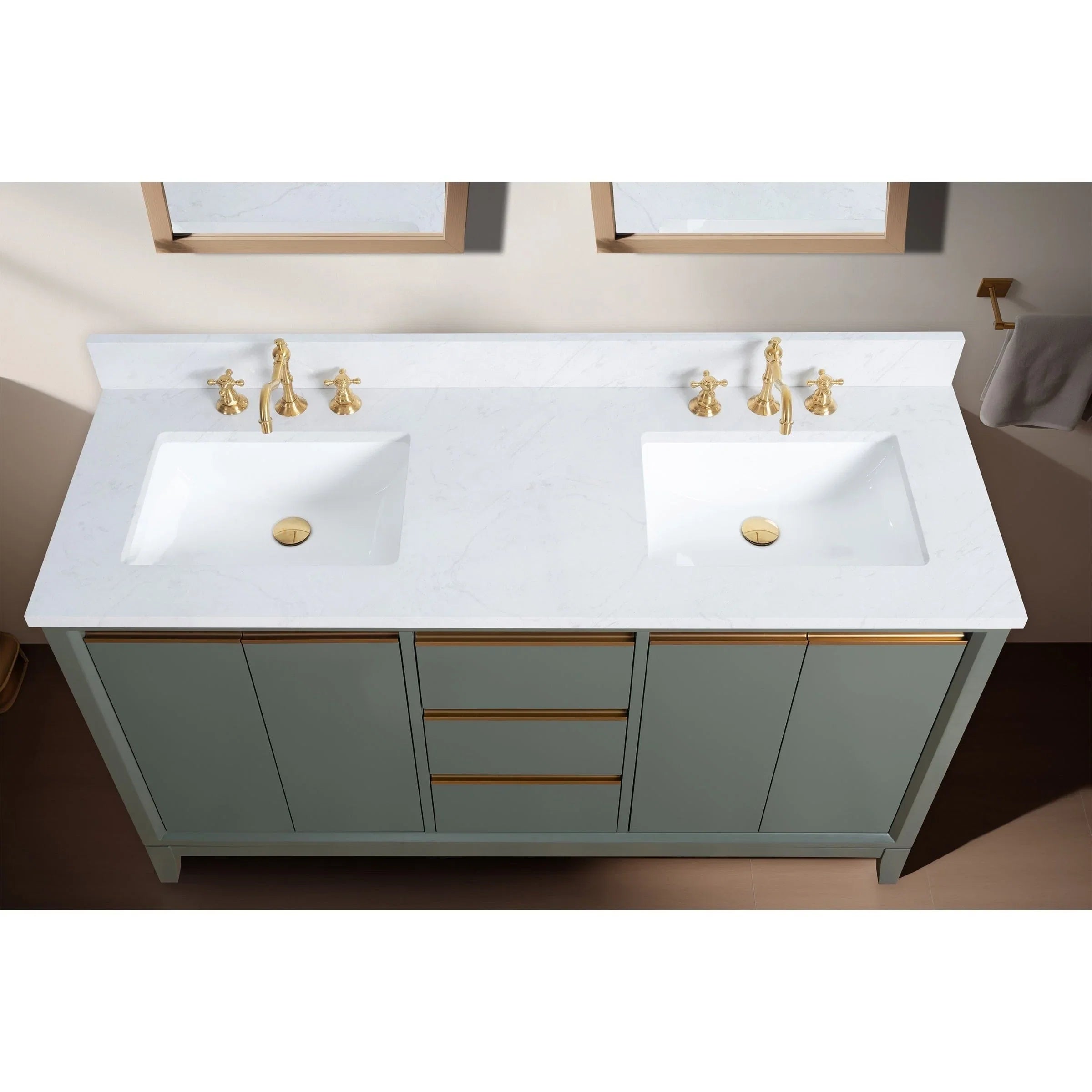 Meuble-lavabo Vanity Art avec évier en céramique et dessus en marbre reconstitué