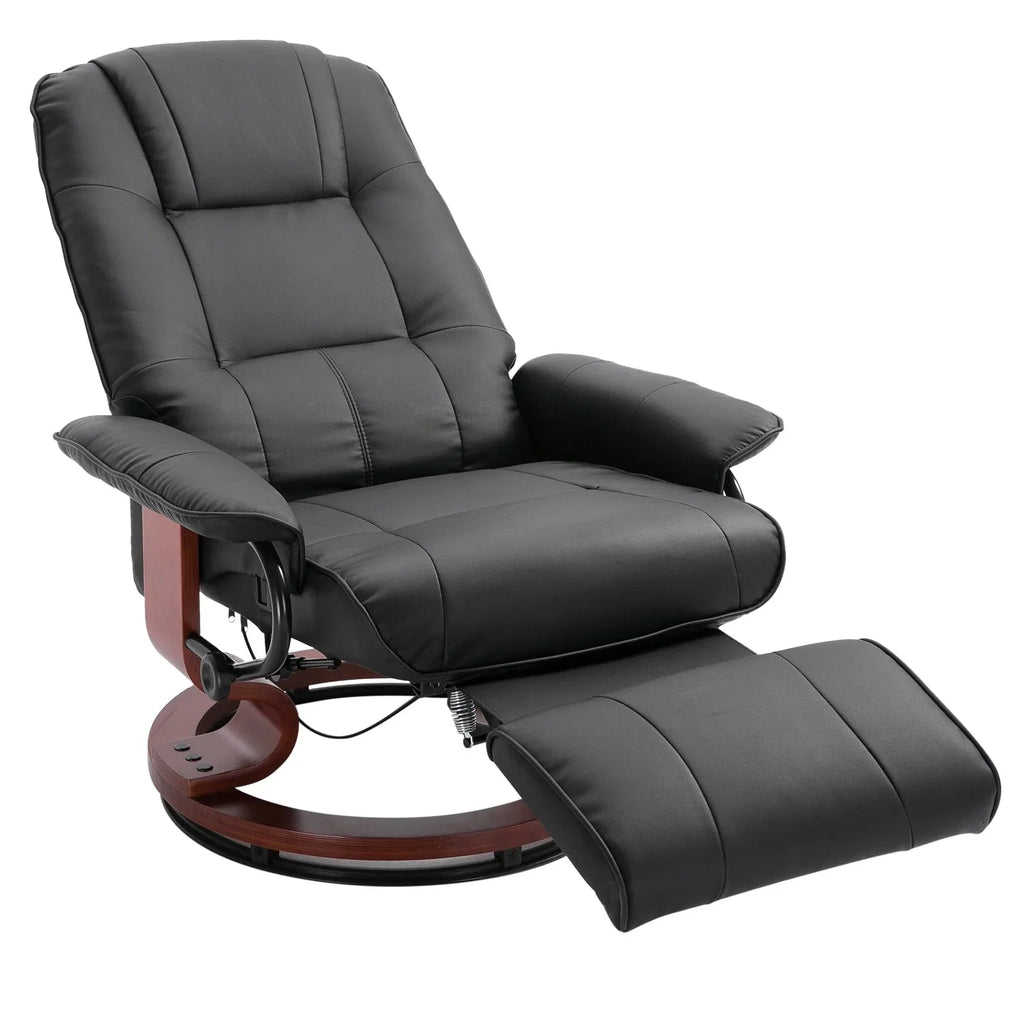 Fauteuil inclinable manuel pivotant en similicuir HomCom avec repose-pieds confortable et relaxant